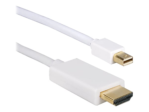 QVS 6ft Mini DisplayPort/Thunderbolt to HDMI Digital Video Cable - 6 ft DisplayPort/HDMI A/V Cable for Projector, Monitor, Tablet, HDTV, PC, MAC - First End: 1 x Mini DisplayPort Male Thunderbolt - Second End: 1 x HDMI Male Digital Audio/Video - 288 MB/s