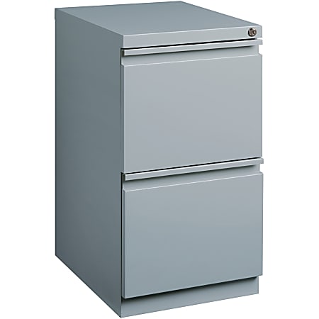 Lorell® 19-7/8"D Vertical 2-Drawer Mobile Pedestal File Cabinet, Metal, Platinum