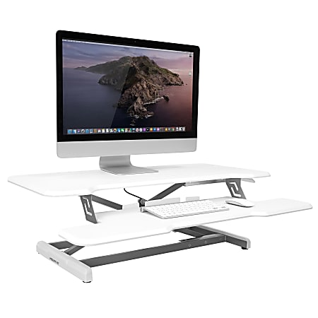 Mount-It! 38"W Standing Desk Converter With Adjustable Height, White