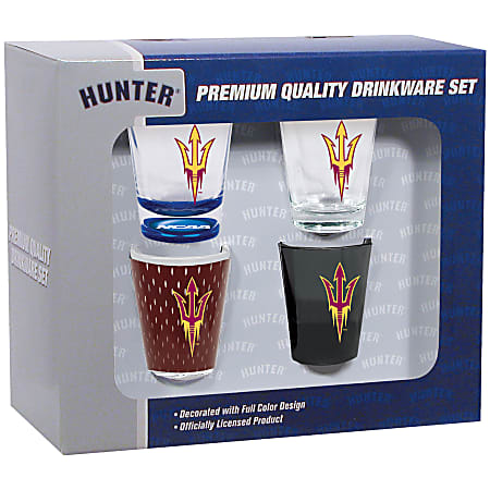 Hunter® NCAA Shot Glass Collector Set, 2 Oz, Arizona State Sun Devils, Pack Of 4