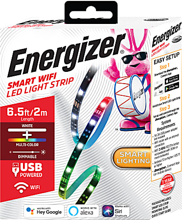 Energizer Smart Wi Fi Multicolor And Single White LED Light Strip Office Depot