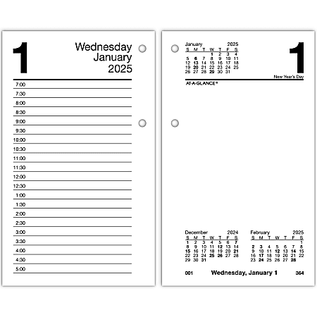 2025 AT-A-GLANCE® Daily Loose-Leaf Desk Calendar Refill, 3-1/2" x 6", Monthly Tabs, January To December