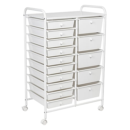 Honey Can Do Rolling Storage Cart, 15 Drawers, 31-1/8” x 13-13/16”, White
