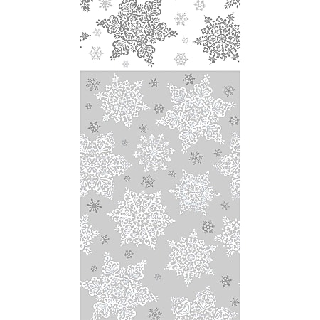 Amscan Christmas Shining Season Plastic Table Covers, 54" x 84", Silver, 3 Covers Per Pack, Case Of 2 Packs