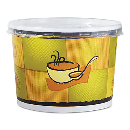 Chinet® Paper Food Containers, With Lids, Streetside Squat, 12 Oz, Carton Of 250 Containers And Lids