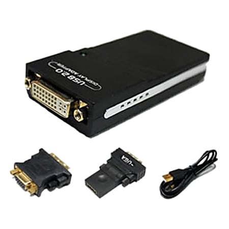 AddOn 5-Pack of 20.00cm (8.00in) USB 2.0 (A) Male to DVI-I (29 pin) Female Black USB Video Adapter