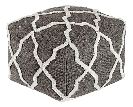 Anji Mountain Diamond Joe Pouf Ottoman, Gray/Ivory