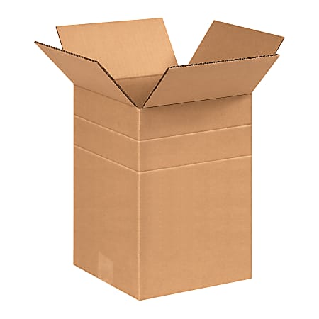 Office Depot® Brand Multi-Depth Corrugated Cartons, 12" x 8 1/2" x 8 1/2", Kaft, Pack Of 25