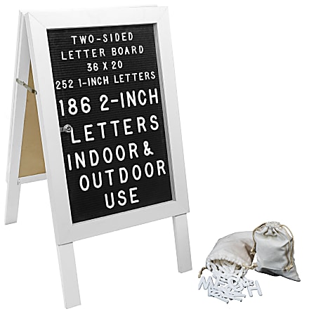 Excello Double-Sided A-Frame Indoor/Outdoor Felt Letter Board, 36”H x 20”W x 4-1/2”D, White