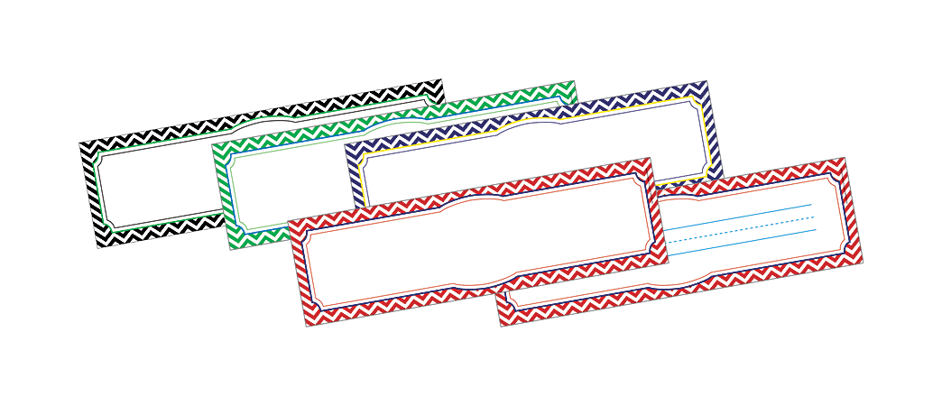 Barker Creek Double-Sided Desk Tags/Bulletin Board Signs, 3 1/2" x 12", Chevron Nautical, Pre-K To 6th Grade, Pack Of 36