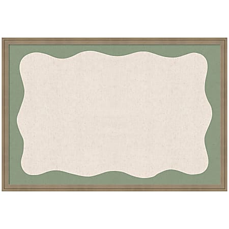 Kate and Laurel Framed Fabric Pinboard, 38 x 26,&amp;nbsp; Printed Linen Pattern, Florence Light Brown Frame