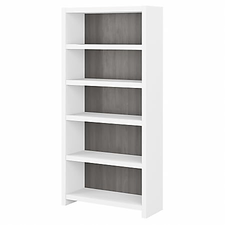 Bush Business Furniture Echo 66"H 5-Shelf Bookcase, Pure White/Modern Gray, Standard Delivery