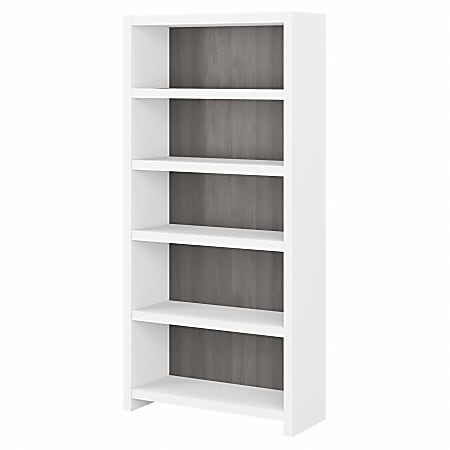 Bush Business Furniture Echo 66"H 5-Shelf Bookcase, Pure White/Modern Gray, Standard Delivery