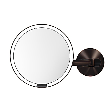 simplehuman Wall Mount Sensor Mirror, 9-1/8”H x 13-13/16”W x 3-1/8”D, Dark Bronze, Wall Mount