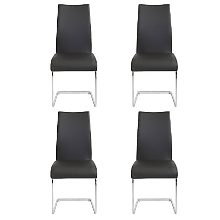 Eurostyle Epifania Dining Chairs, Black/Chrome, Set Of 4 Chairs