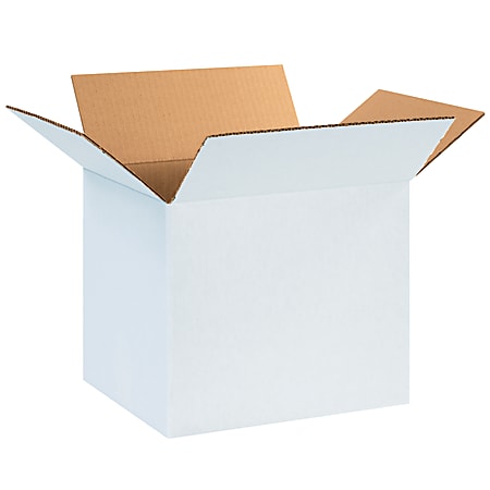 Partners Brand White Corrugated Boxes, 12" x 10" x 10", Pack Of 25