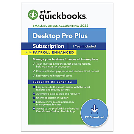QuickBooks Desktop Pro Plus + Enhanced Payrol 2022, Download