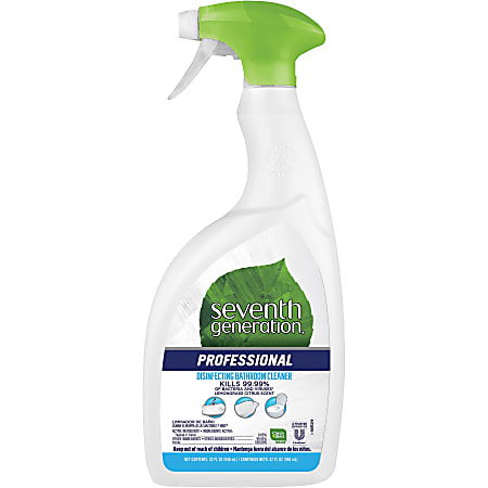 Seventh Generation Disinfecting Bathroom Cleaner Spray - Spray - 32 fl oz (1 quart) - Lemongrass Citrus Scent - 1 Each - Multi