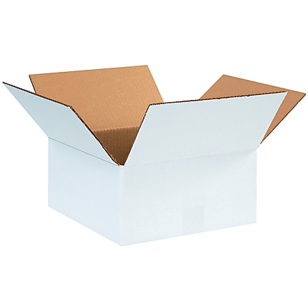 Partners Brand White Corrugated Boxes, 12" x 12" x 6", Pack Of 25