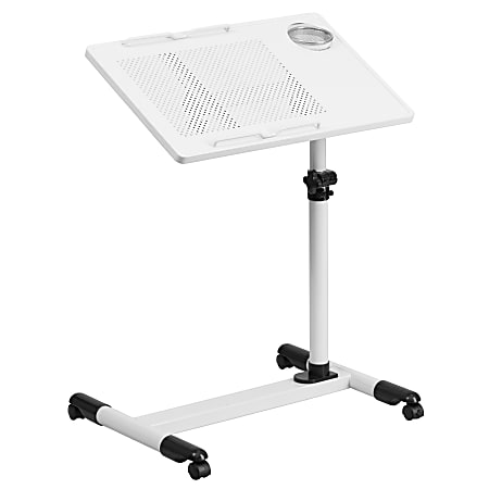 Flash Furniture 23"W Height Adjustable Contemporary Metal Mobile Computer Desk, White