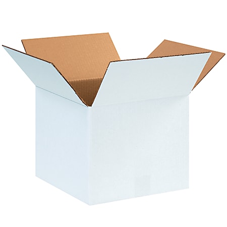 Partners Brand White Corrugated Boxes, 12" x 12" x 10", Pack Of 25