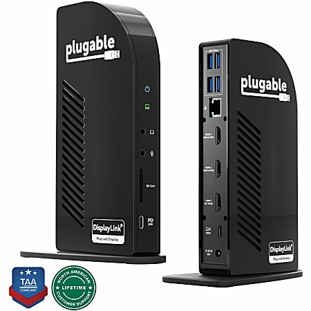 Plugable USB-C Triple Display Docking Station with Charging Support Power Delivery  - UDULTCDL