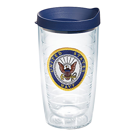 Tervis Military Tumbler With Lid, US Navy, 16 Oz, Clear