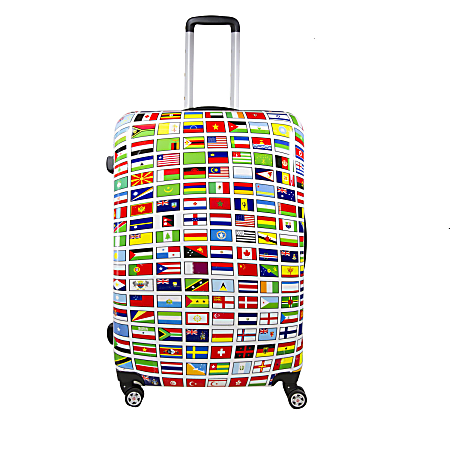 ful Flags ABS Upright Rolling Suitcase, 20"H x 14 3/8"W x 9 3/4"D, Multicolor