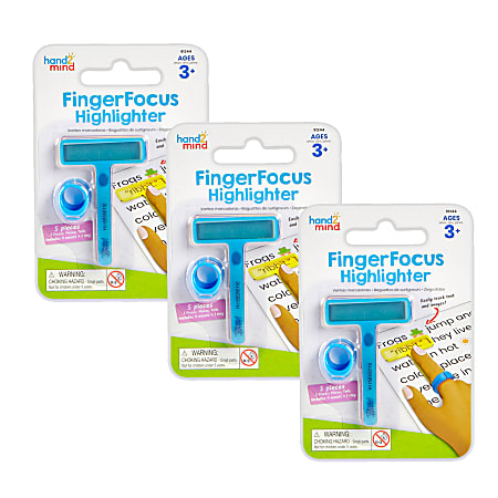 Hand2Mind FingerFocus Highlighter Set, Multicolor, Pack Of 3 Sets