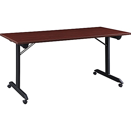 Lorell® Mobile Folding Training Table, 29-1/2"H x 63"W x 23-5/8"D, Black/Mahogany
