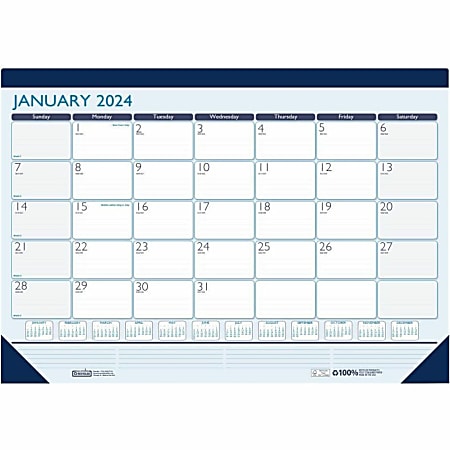 House of Doolittle Monthly Desk Pad Calendar Contempo 22 x 17 Inches - Monthly - 1 Year - January to December - 1 Month Single Page Layout - Desk - Teal, Blue - Paper, - Blue Leatherette Header with 2 Reinforced Corners