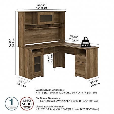 Bush furniture cabot l shaped computer desk with hutch cab001 discount