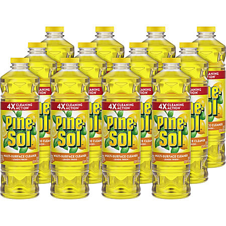 Pine-Sol All Purpose Multi-Surface Cleaner - Concentrate - 28 fl oz (0.9 quart) - Lemon Fresh Scent - 12 / Carton - Deodorize, Long Lasting, Non-sticky, Rinse-free, Disinfectant - Yellow