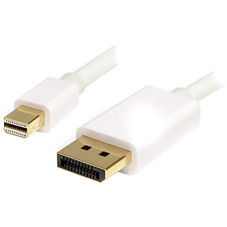 StarTech.com White Mini DisplayPort To DisplayPort 1.2 Adapter Cable, 3'