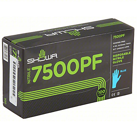 Showa Best Disposable Nitrile Gloves, Large, Blue, Case Of 1,000 Gloves