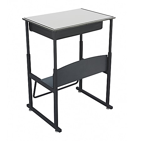 Safco® AlphaBetter® Adjustable-Height Stand-Up Desk, with Book Box, 28" x 20" Top, Gray/Black