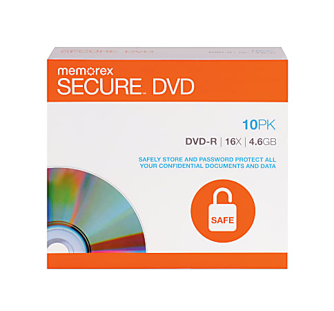 Memorex™ DVD-R Secure Recordable Disc With Jewel Case, 4.6GB/115 Minutes