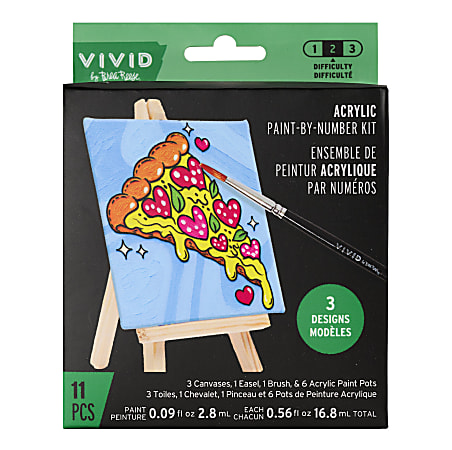 Vivid by Brea Reese Mini Acrylic Paint by Number Kit, Pizza, Total Qty 1