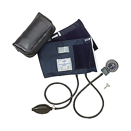 Medline Handheld Aneroid Sphygmomanometer, Adult Large, Blue