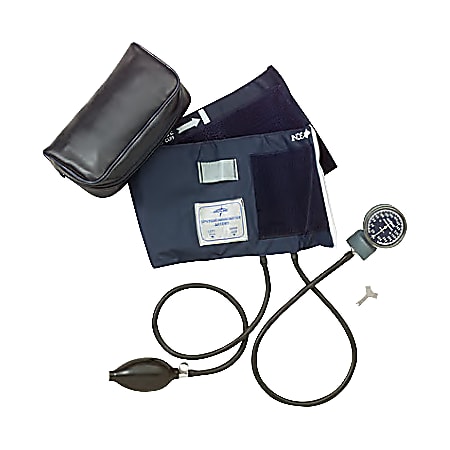Medline Handheld Aneroid Sphygmomanometer, Adult Large, Blue