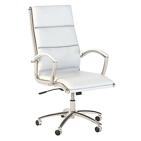 Bush Business Furniture Modelo Bonded Leather High-Back Office Chair, White, Standard Delivery