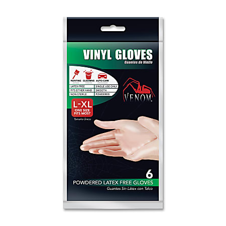 Medline Venom Disposable Vinyl Gloves, X-Large, Clear, Box Of 6