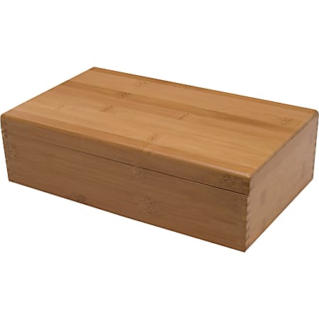 Lipper Bamboo Tea Box - External Dimensions: 12.4" Width x 7.4" Depth x 3.6" Height - Bamboo - For Jewelry, Sugar, Sweetener - 1