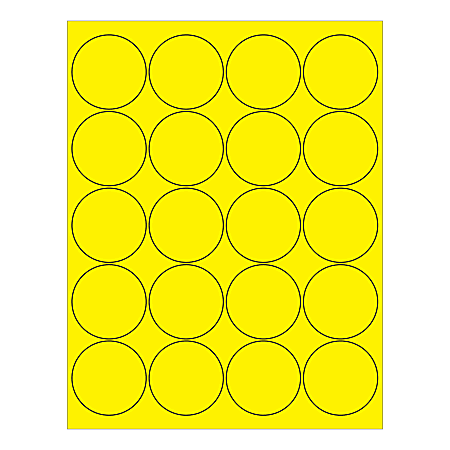 Tape Logic® Round Labels For Inkjet/Laser Printers, LL197YE, 2", Fluorescent Yellow, Pack Of 2,000 Labels