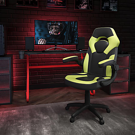 Flash Furniture Gaming Desk And Racing Chair Set With Cup Holder And Headphone Hook, Green
