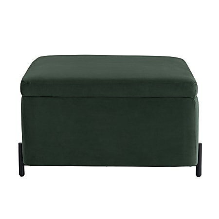 Lifestyle Solutions Kansas Large Storage Ottoman, 31.1"W x 31.1"D x 18.1"H, Green