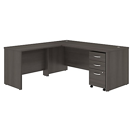 Bush Business Furniture Studio C 72"W x 30"D L Shaped Desk with Mobile File Cabinet and 42"W Return, Storm Gray, Premium Installation