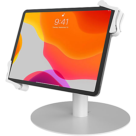 CTA Digital Universal Grip Kiosk Stand for Tablets (White), Up to 14" Screen Support, 8.70"H, Metal, Rubber, White