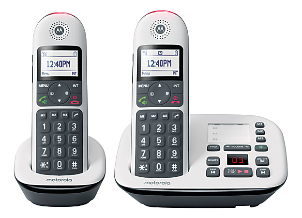Motorola® CD5012 2-Handset Cordless Expandable Telephone Set With Digital Answering System, White