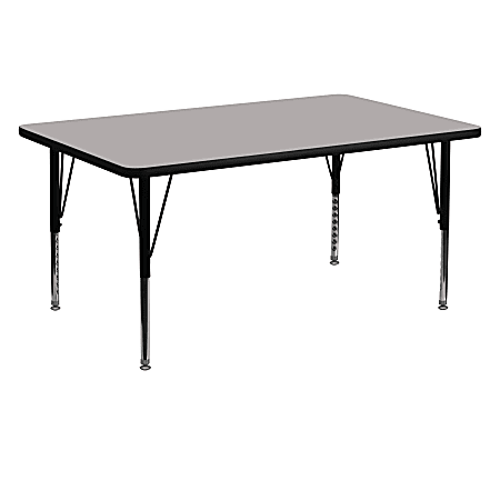 Flash Furniture 60"W Rectangular HP Laminate Activity Table With Short Height-Adjustable Legs, Gray